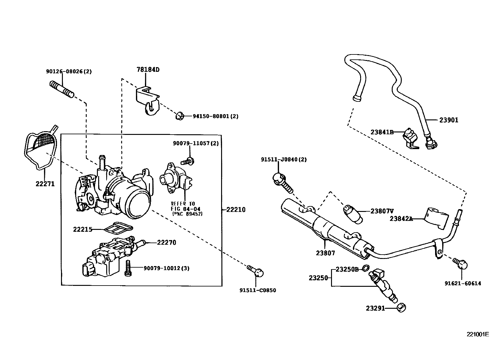 Toyota COROLLA 燃油喷射系统 EPC diagram — 221001E