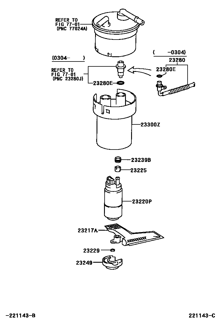 Toyota COROLLA 燃油喷射系统 EPC diagram — 221143C