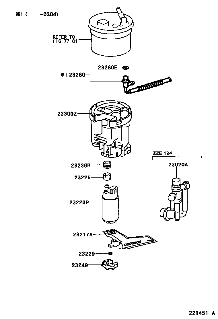 Toyota COROLLA 燃油喷射系统 EPC diagram — 221451A