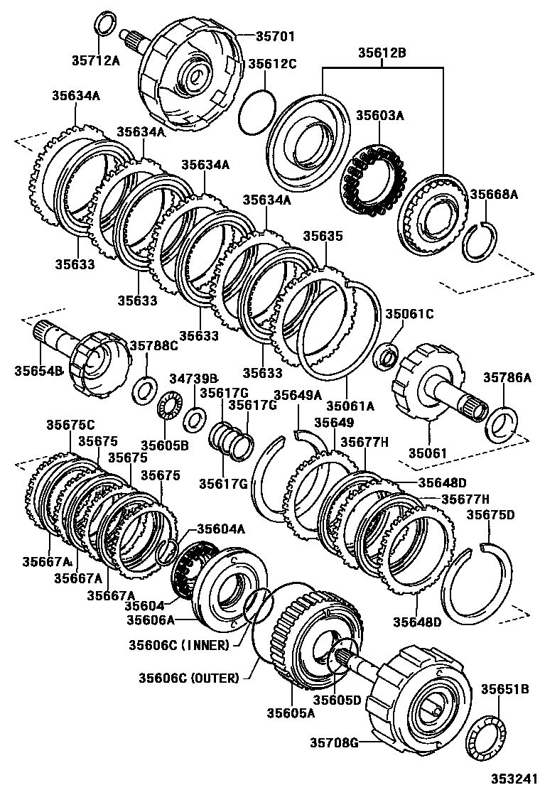 Toyota COROLLA 制动带和多片式离合器(ATM) EPC diagram — 353241