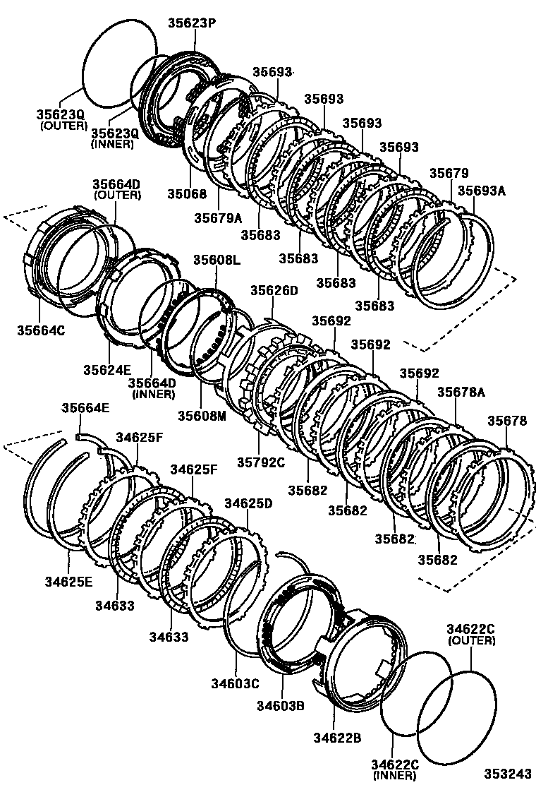 Toyota COROLLA 3号制动器、一档和倒档制动器(ATM) EPC diagram — 353243