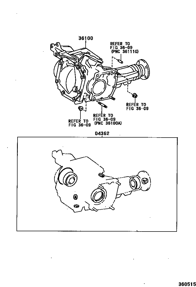 Toyota COROLLA Transfer Assembly & Gasket Kit EPC diagram — 360515