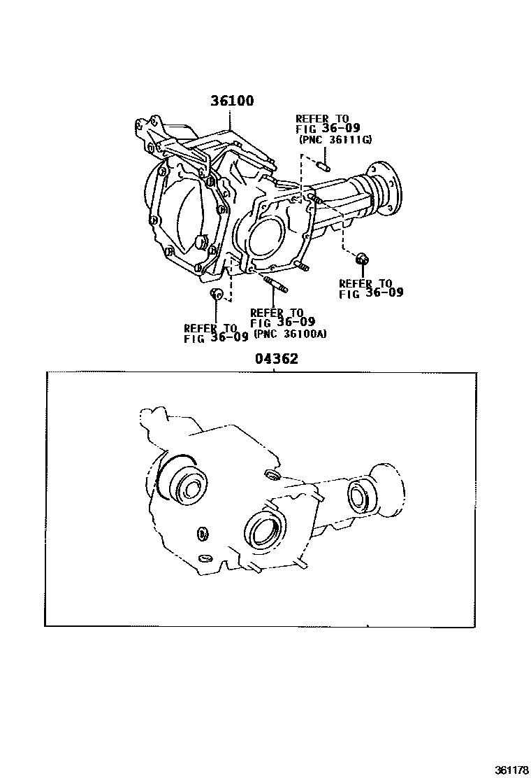 Toyota COROLLA Transfer Assembly & Gasket Kit EPC diagram — 361178