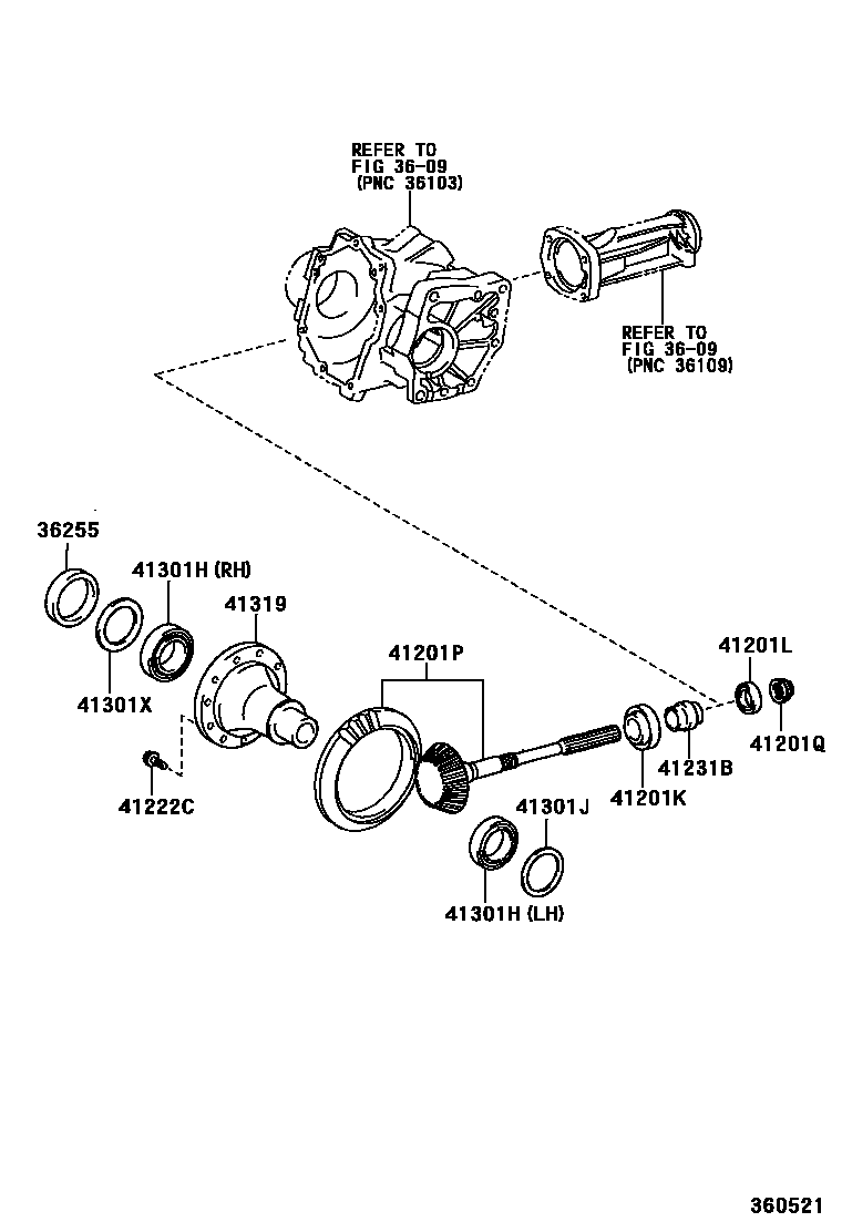 Toyota COROLLA Transfer Gear EPC diagram — 360521