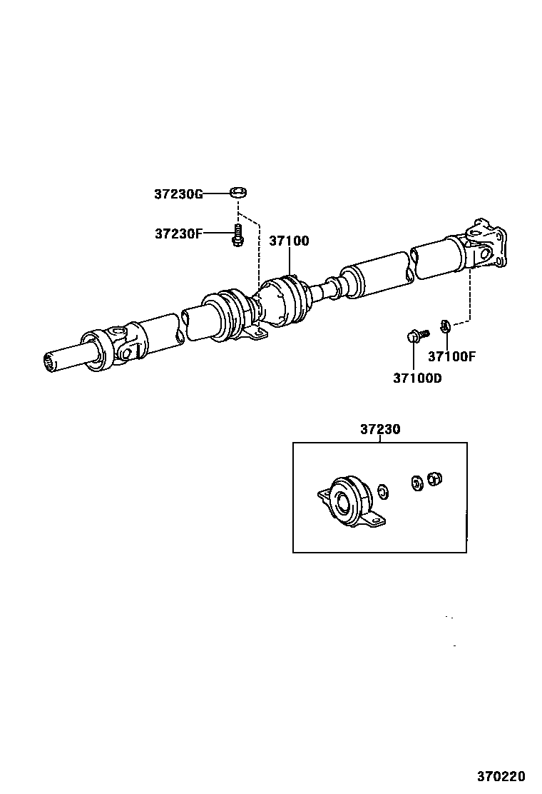 Toyota COROLLA Propeller Shaft & Universal Joint EPC diagram — 370220