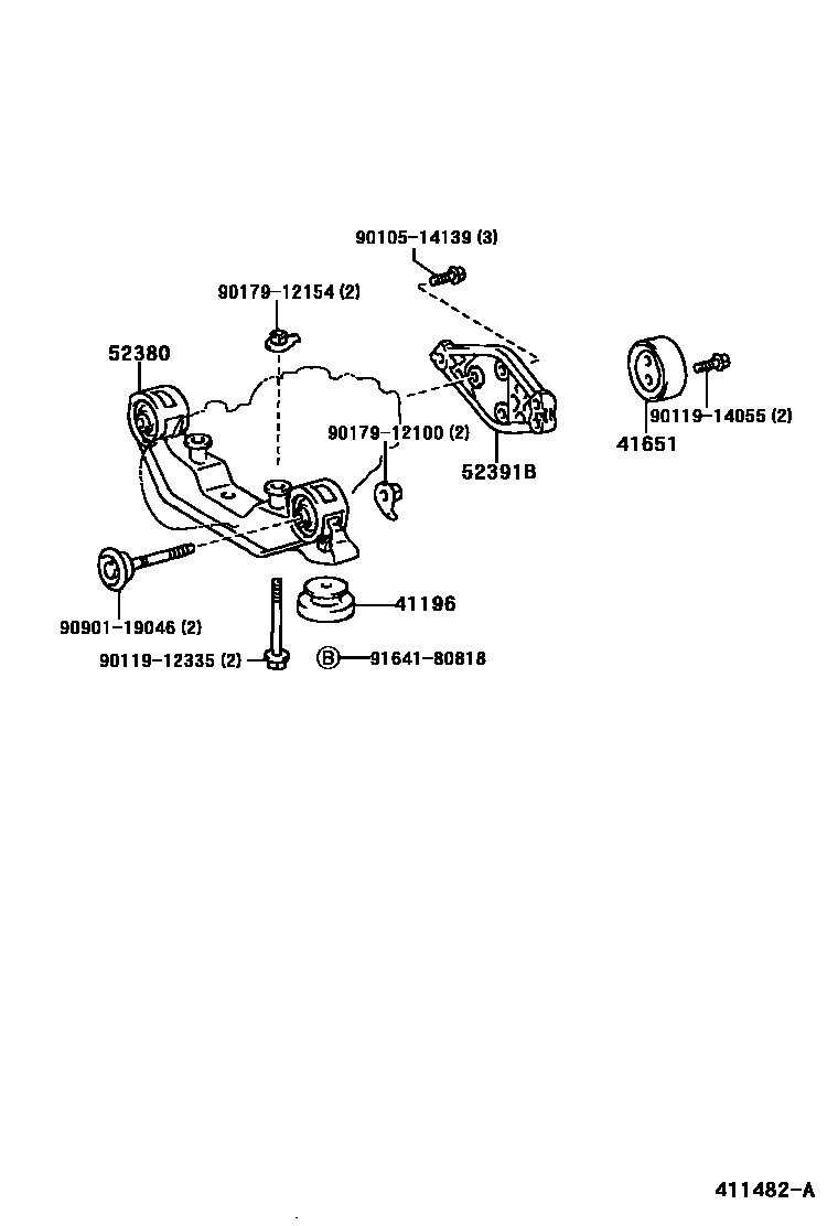 Toyota COROLLA 后桥壳和差速器 EPC diagram — 411482A