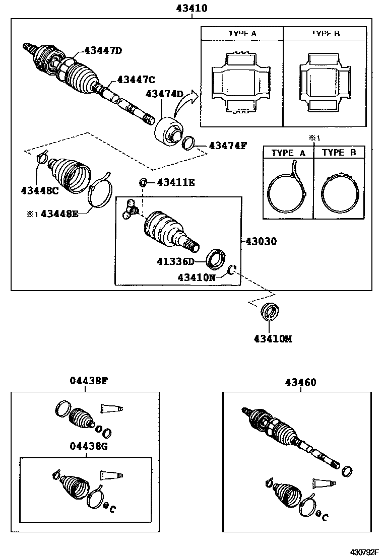 Toyota COROLLA Front Drive Shaft EPC diagram — 430792F