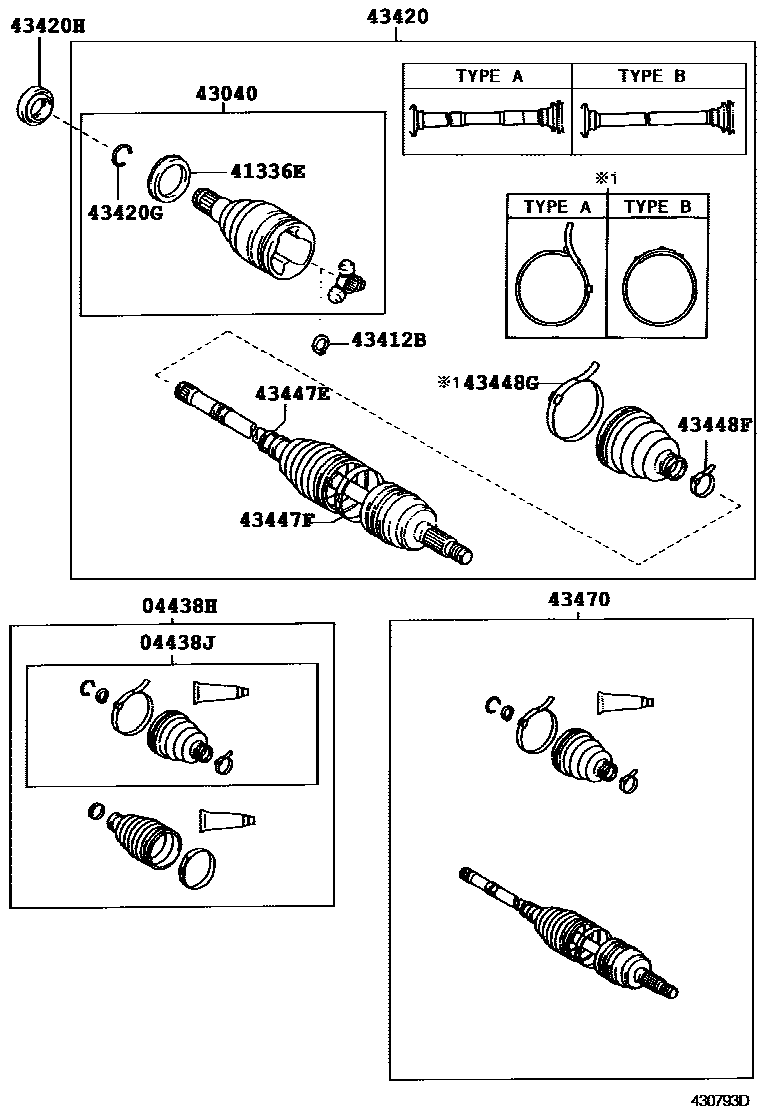 Toyota COROLLA Front Drive Shaft EPC diagram — 430793D