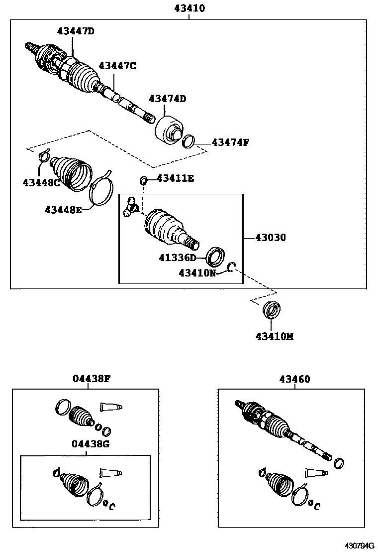 Toyota COROLLA Front Drive Shaft EPC diagram — 430794G