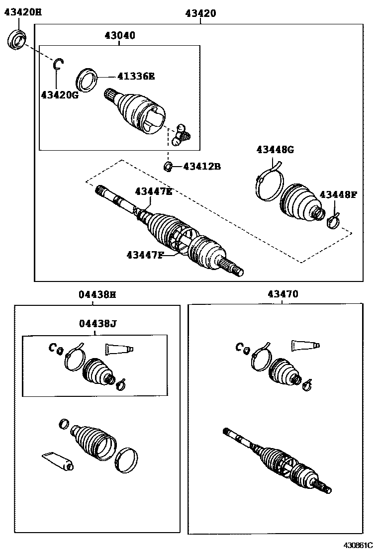Toyota COROLLA Front Drive Shaft EPC diagram — 430861C