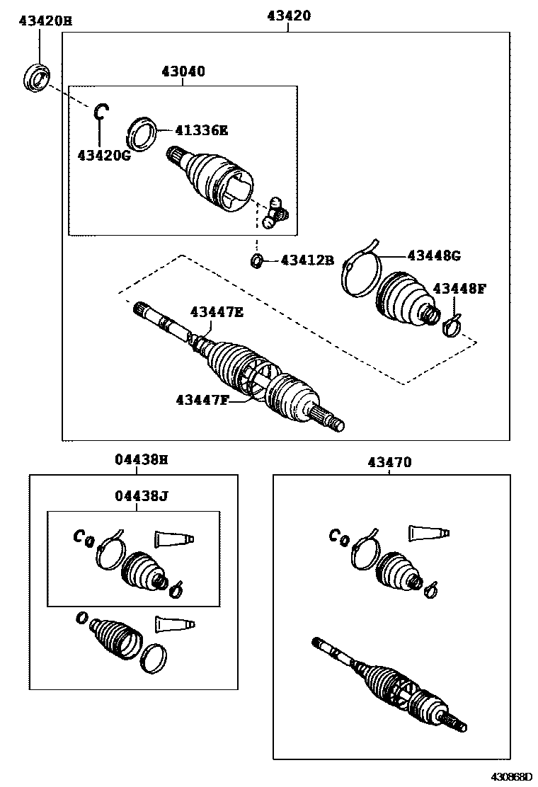 Toyota COROLLA Front Drive Shaft EPC diagram — 430868D