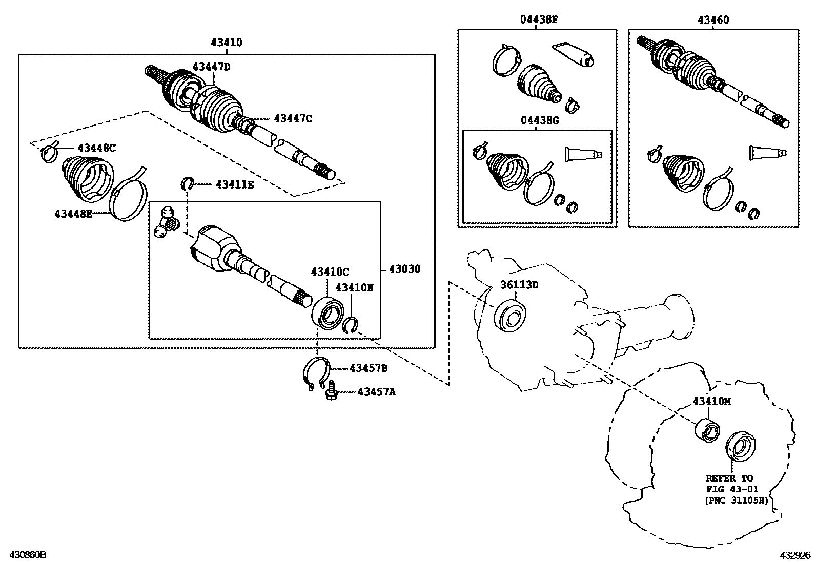 Toyota COROLLA Front Drive Shaft EPC diagram — 432926