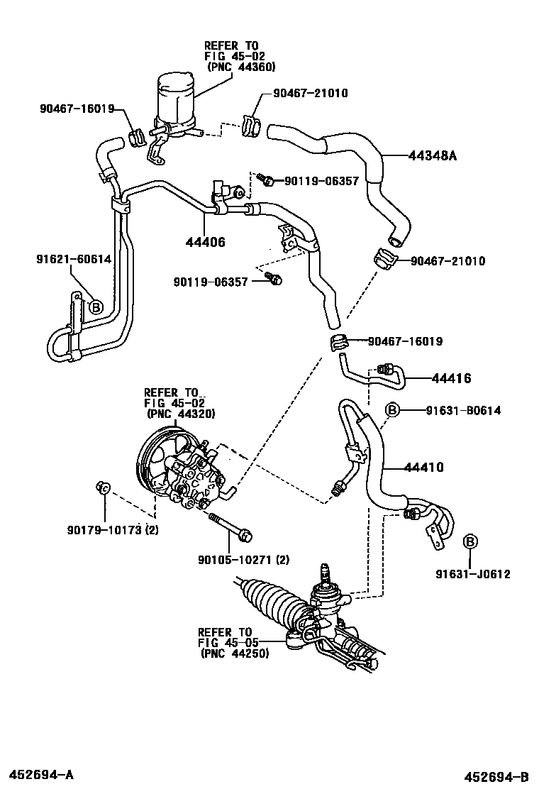 Toyota COROLLA 动力转向配管 EPC diagram — 452694B