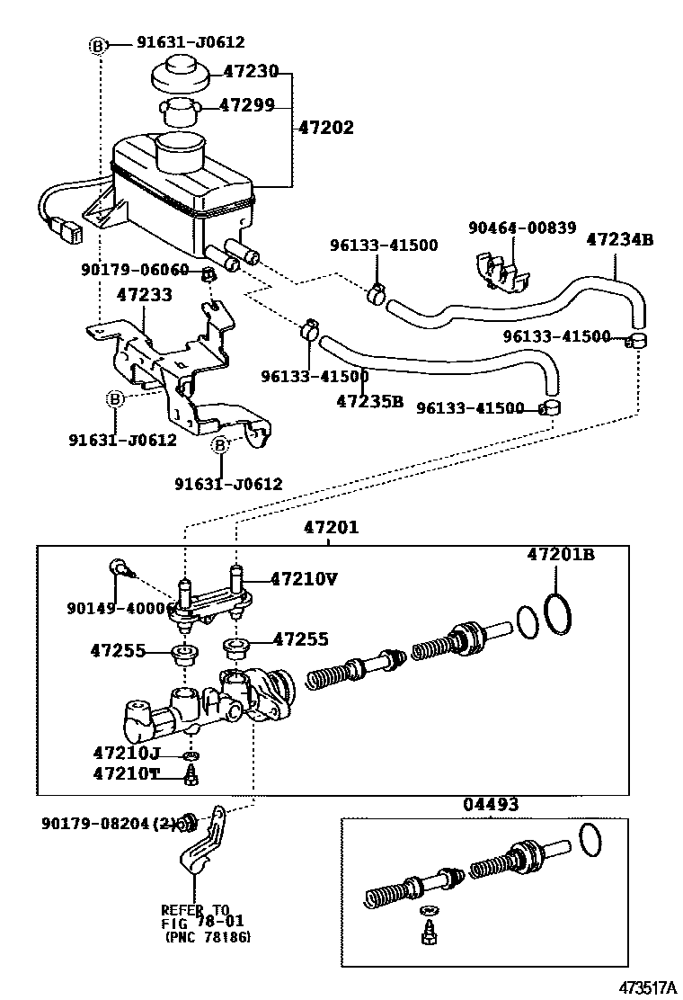 Toyota COROLLA 制动总泵 EPC diagram — 473517A