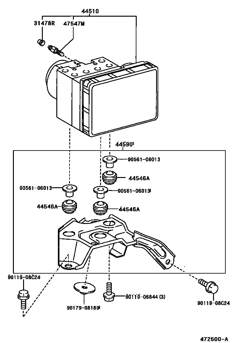 Toyota COROLLA 制动配管和卡箍 EPC diagram — 472500A