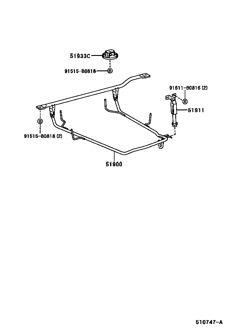 Toyota COROLLA Spare tire rack EPC diagram — 510747A