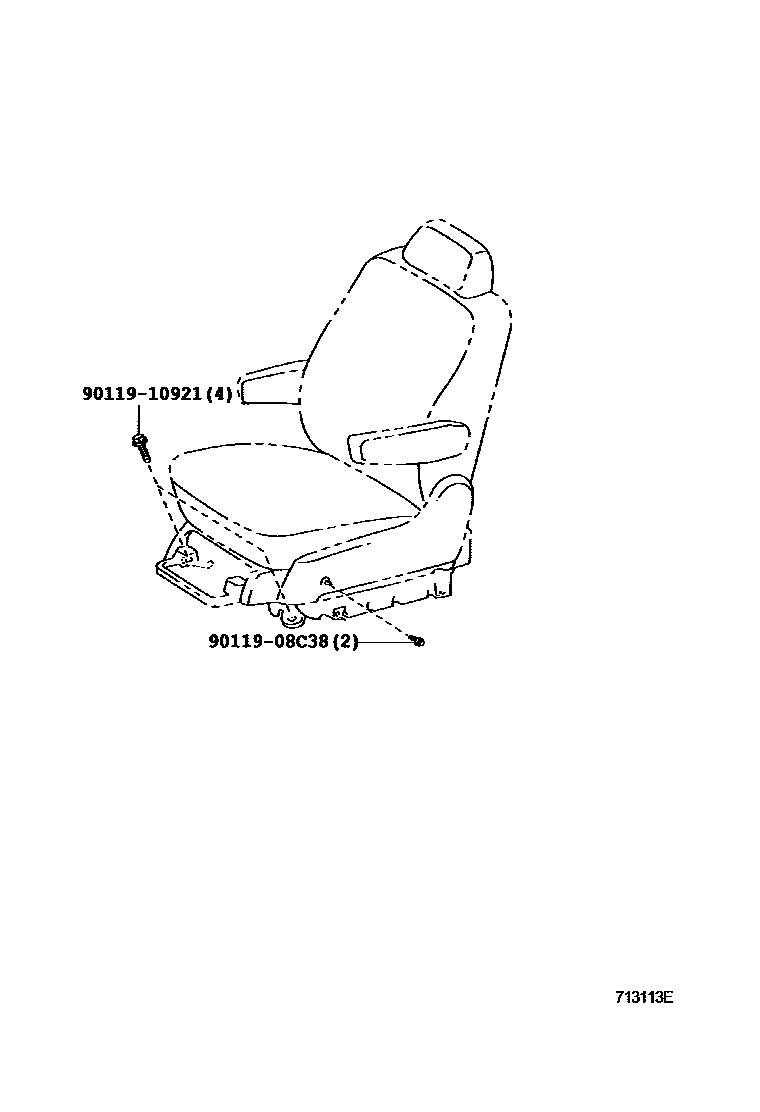 Toyota COROLLA 前排座椅和座椅滑轨 EPC diagram — 713113E