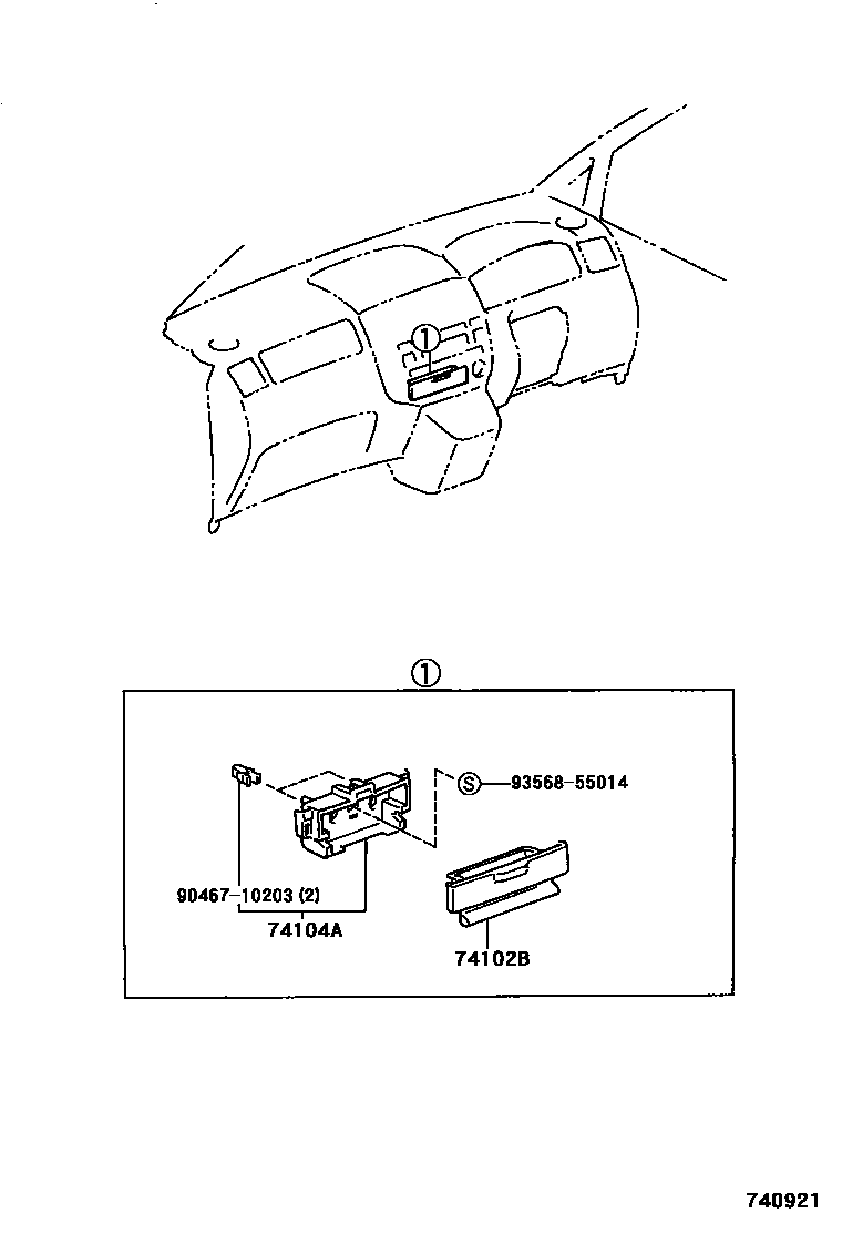Toyota COROLLA 烟灰盒 EPC diagram — 740921