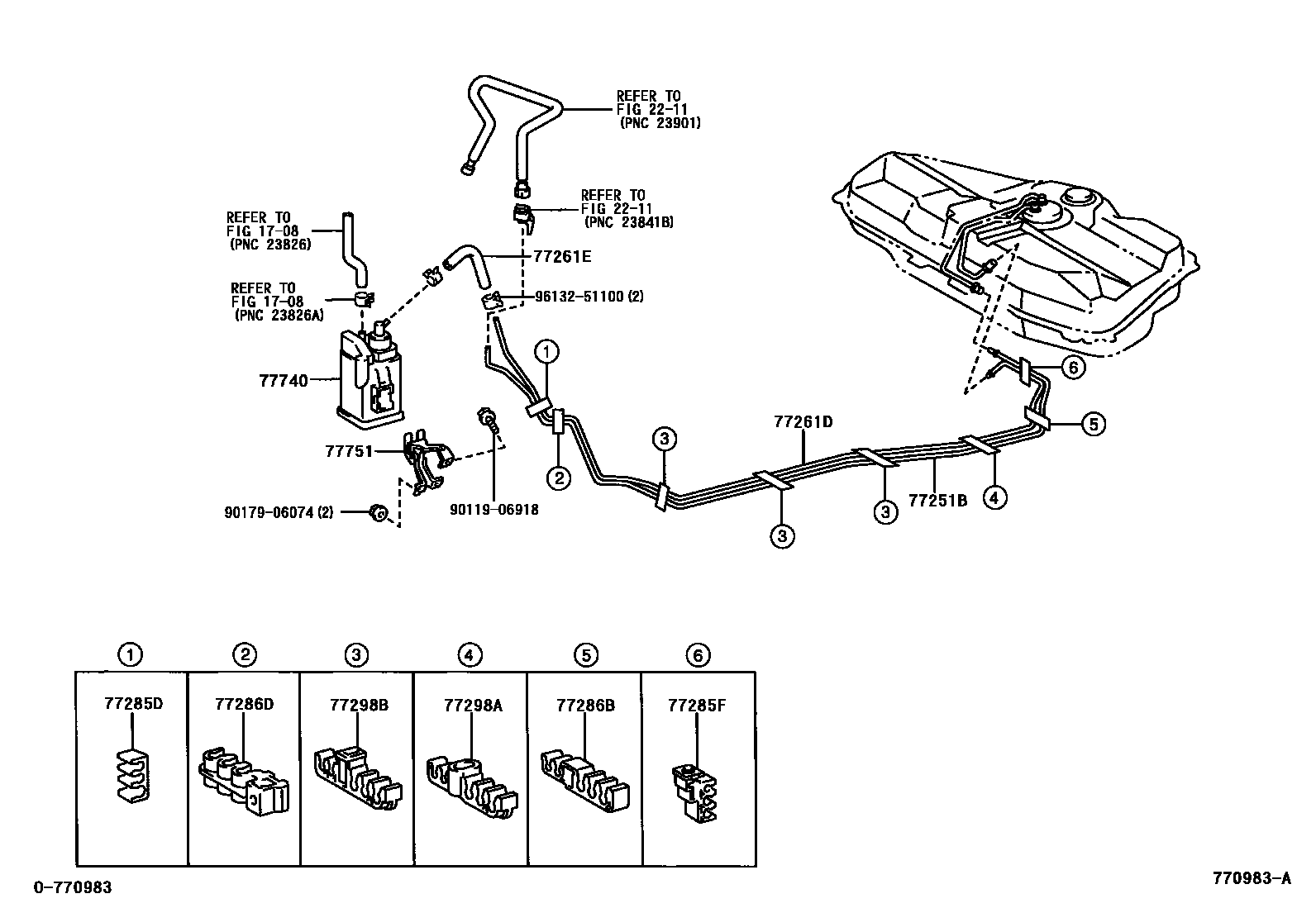 Toyota COROLLA 燃油箱和燃油管 EPC diagram — 770983A