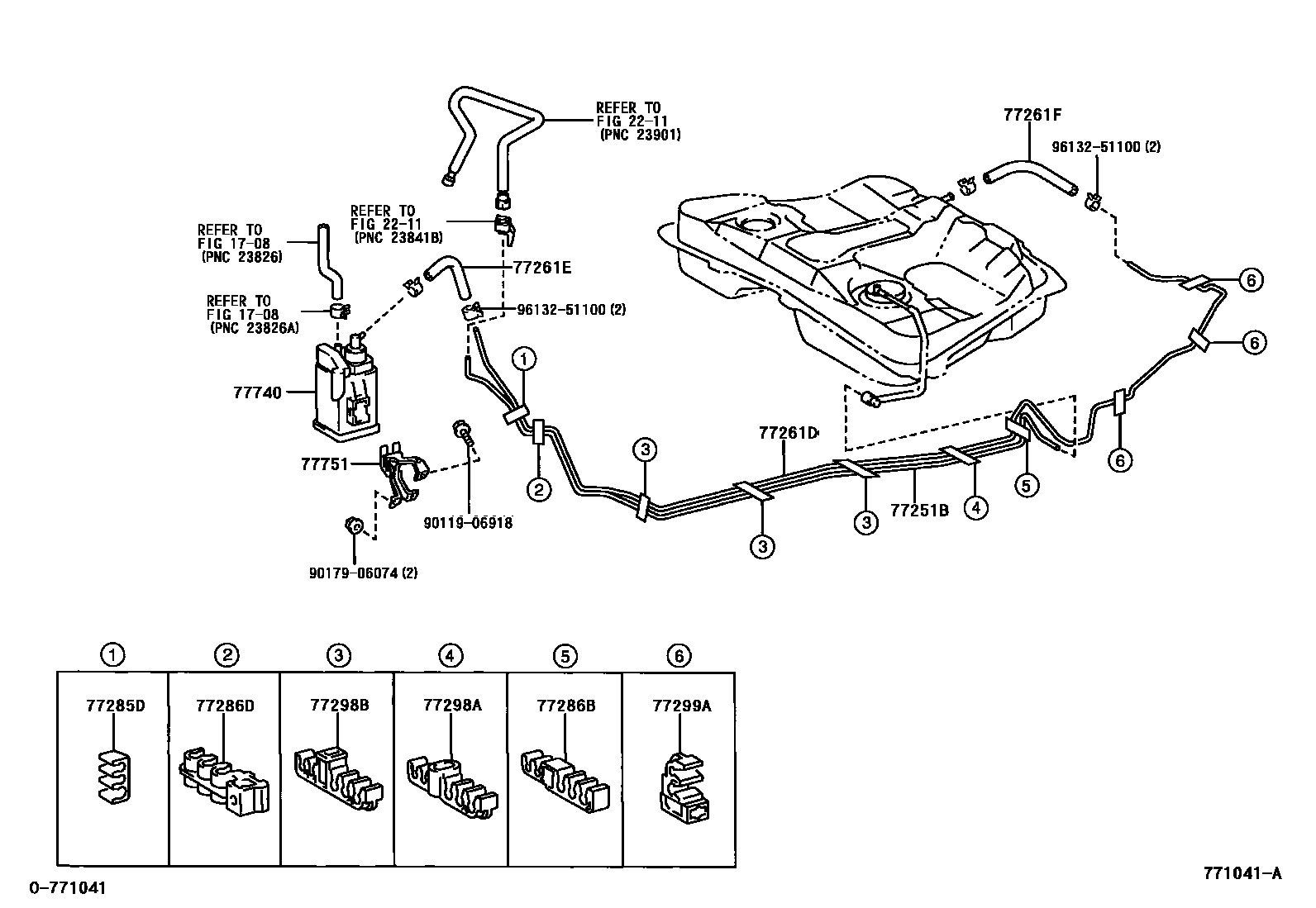 Toyota COROLLA 燃油箱和燃油管 EPC diagram — 771041A
