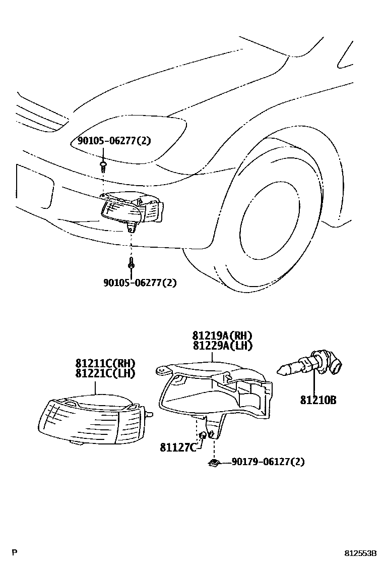 Toyota COROLLA Fog Lamp EPC diagram — 812553B