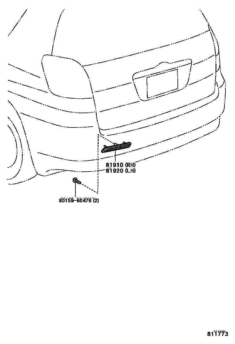 Toyota COROLLA reflector EPC diagram — 811773