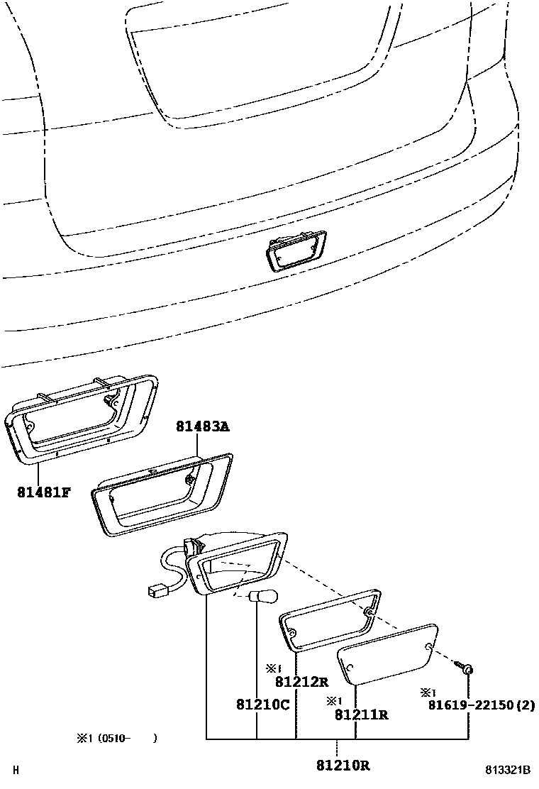 Toyota COROLLA 后雾灯 EPC diagram — 813321B