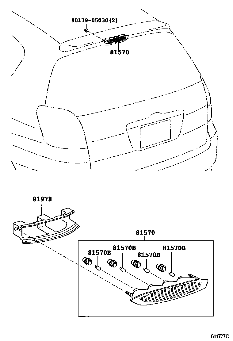 Toyota COROLLA 高位刹车灯 EPC diagram — 811777C