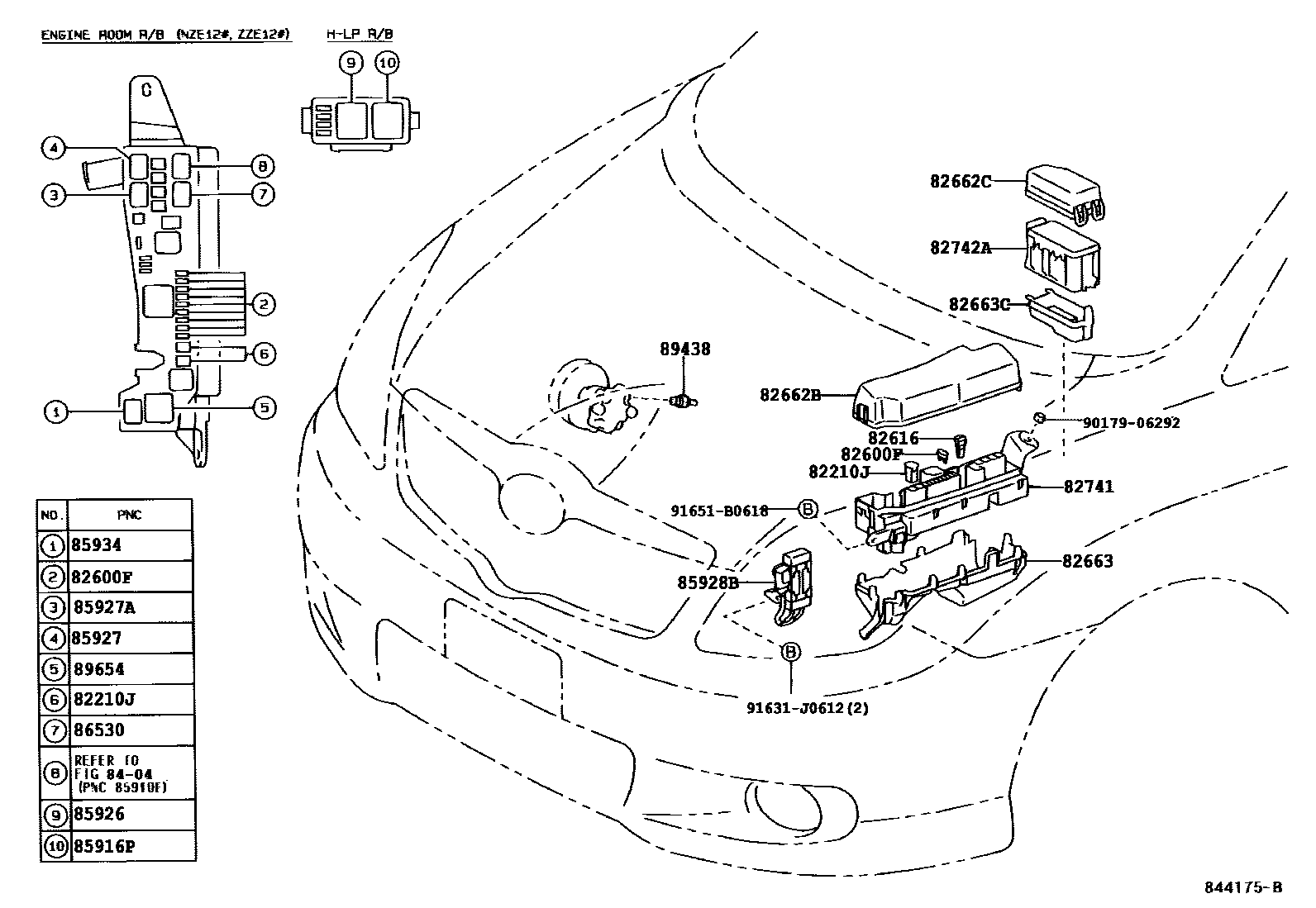 Toyota COROLLA 开关和继电器和ECU EPC diagram — 844175B