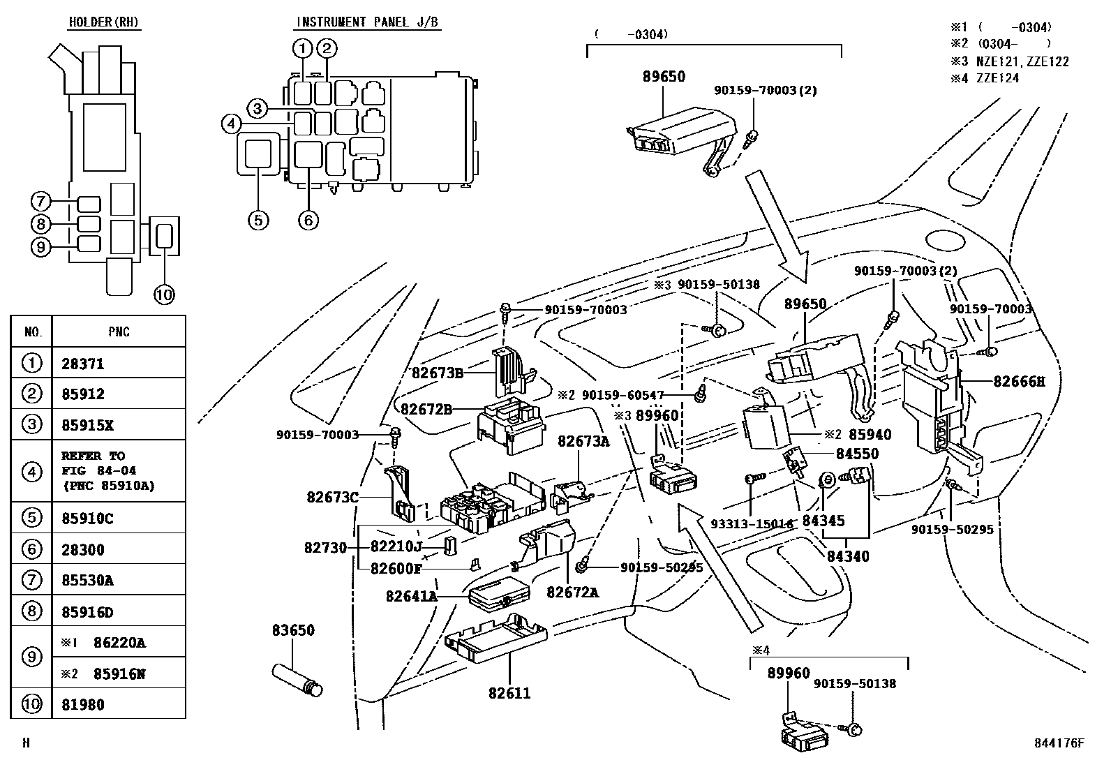 Toyota COROLLA 开关和继电器和ECU EPC diagram — 844176F