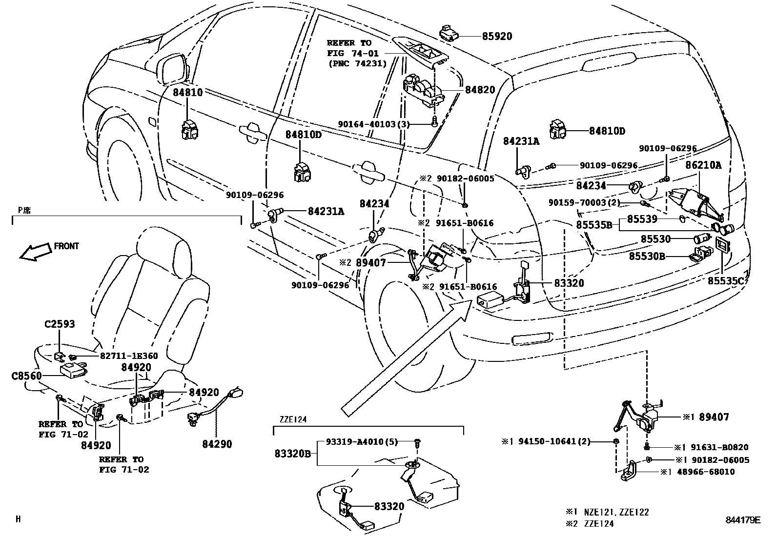 Toyota COROLLA 开关和继电器和ECU EPC diagram — 844179E