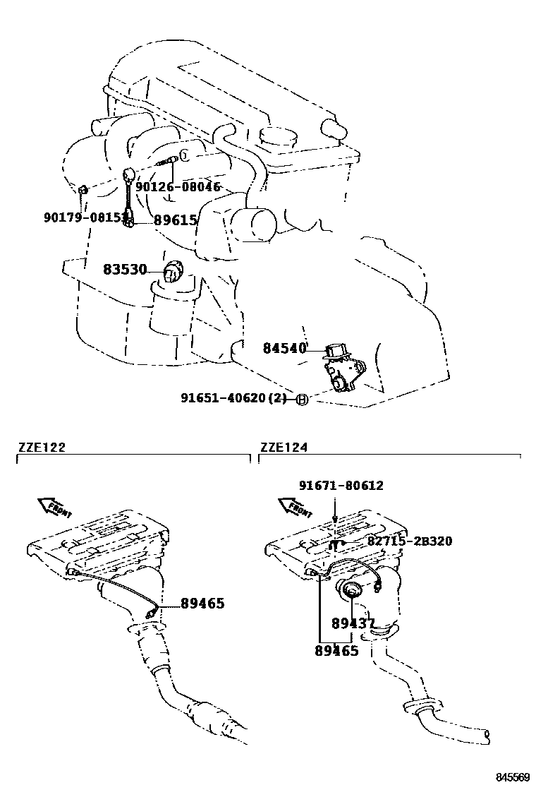 Toyota COROLLA 开关和继电器和ECU EPC diagram — 845569A