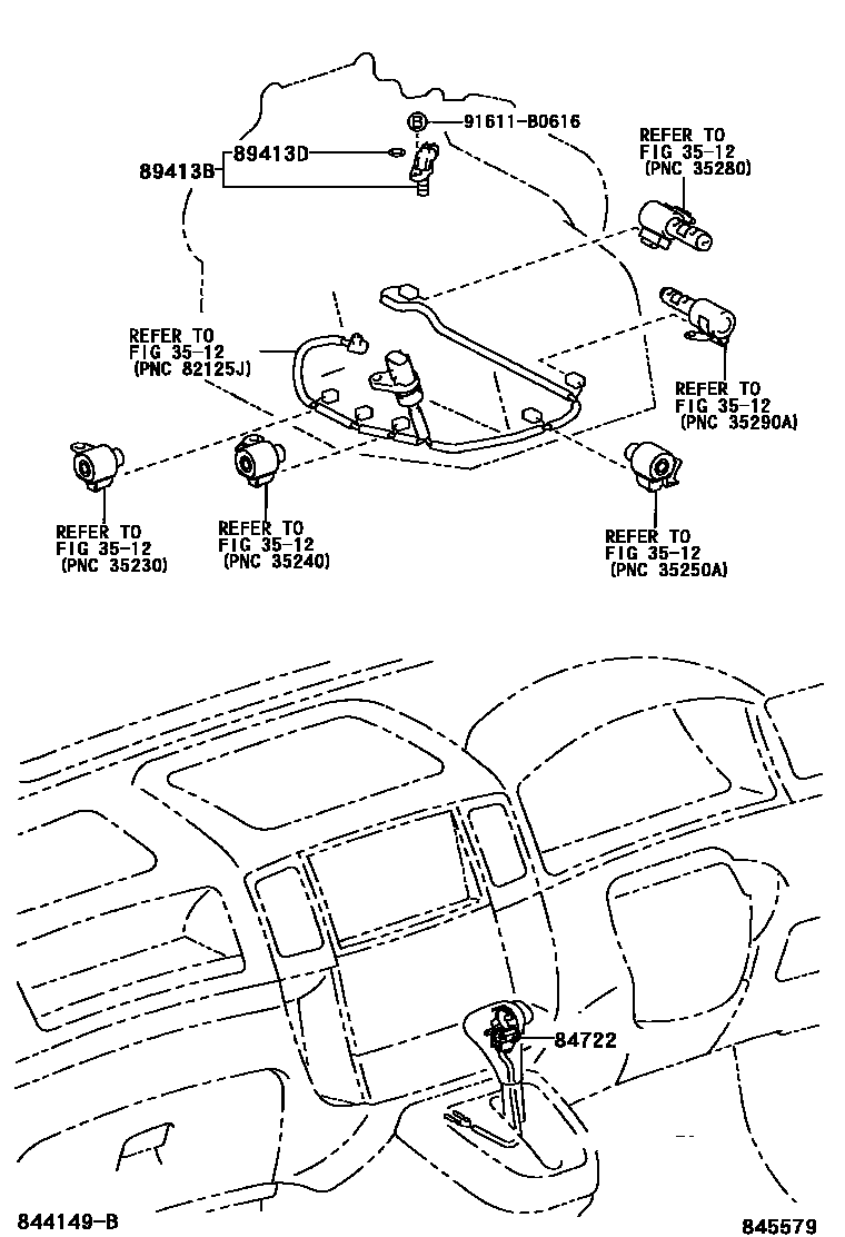 Toyota COROLLA 超速档和电子控制变速器 EPC diagram — 845579