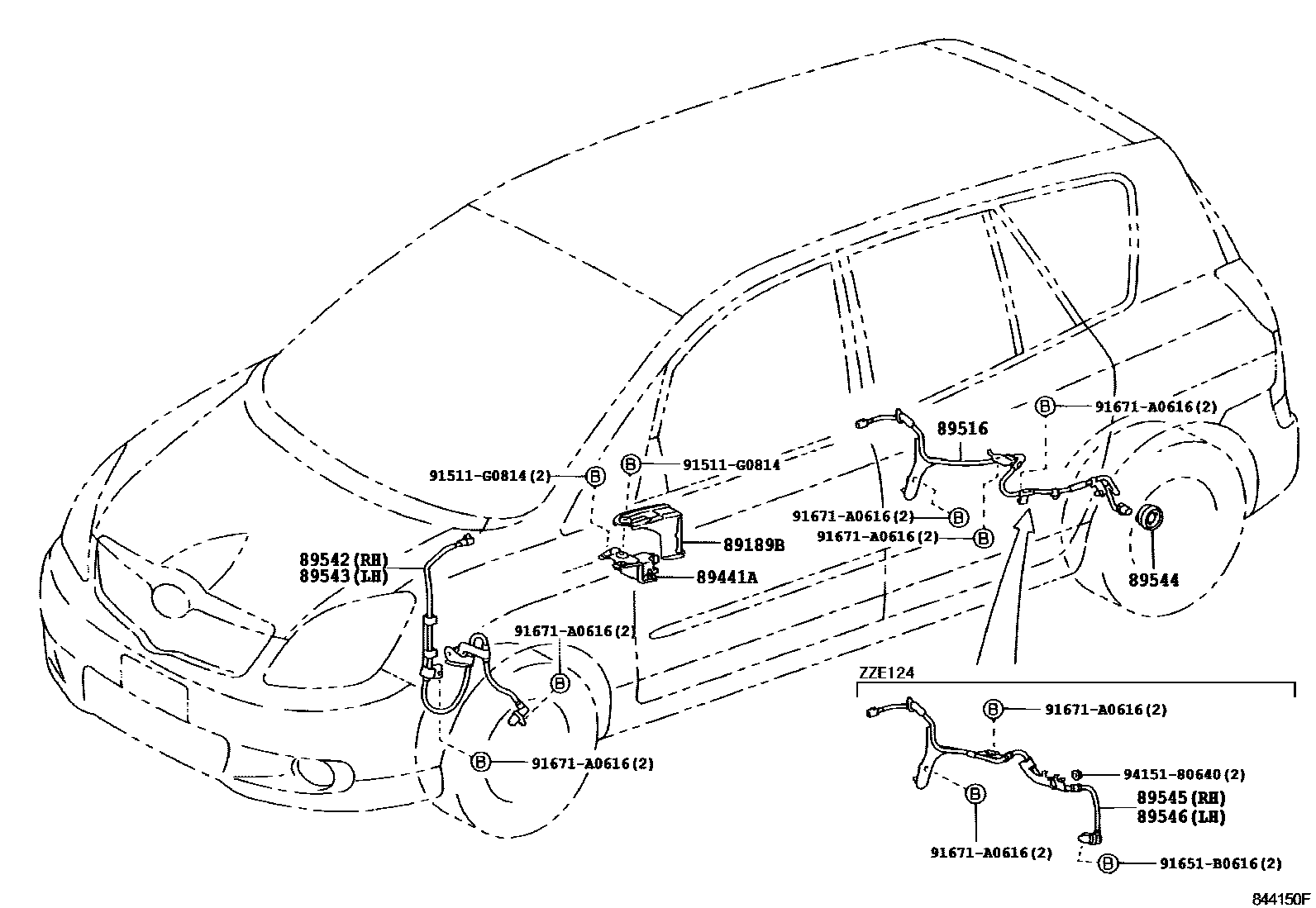 Toyota COROLLA ABS 和 VSC EPC diagram — 844150F