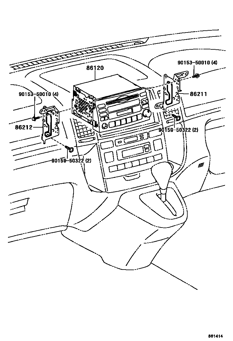 Toyota COROLLA 收音机、放大器和冷凝器 EPC diagram — 861414