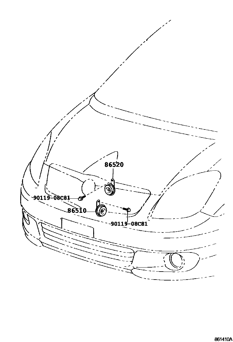 Toyota COROLLA 喇叭 EPC diagram — 861410A