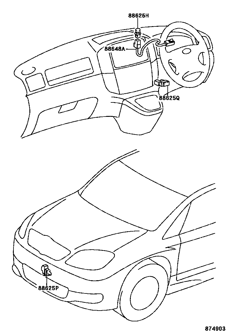Toyota COROLLA 暖风和空调系统 - 控制器和风管 EPC diagram — 874903