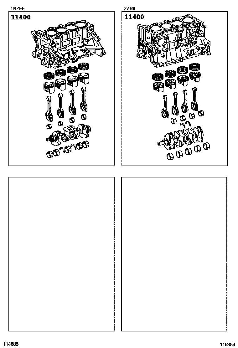 Toyota COROLLA Short Block Assembly EPC diagram — 116356