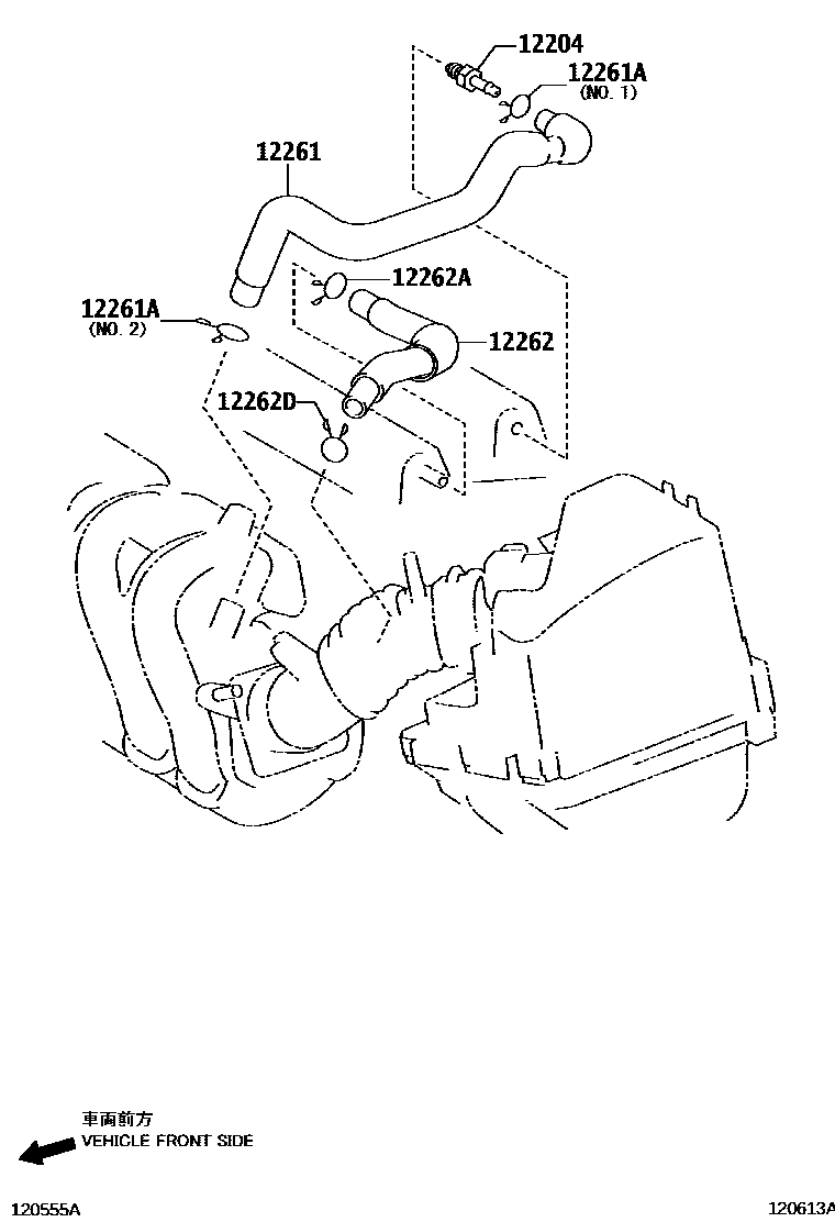 Toyota COROLLA Ventilation Hose EPC diagram — 120613A