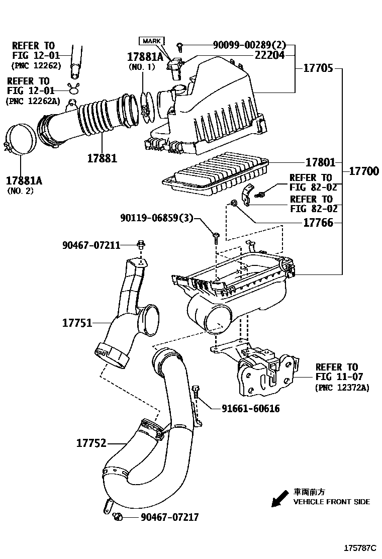 Toyota COROLLA Air Cleaner EPC diagram — 175787C