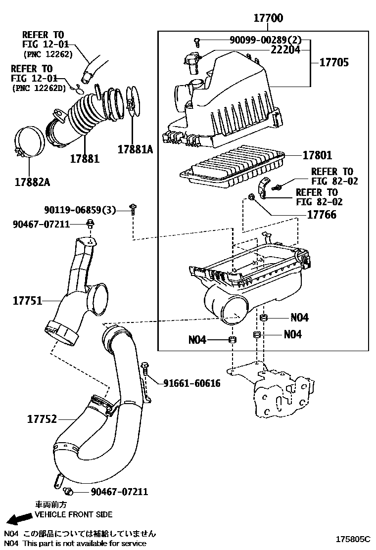 Toyota COROLLA Air Cleaner EPC diagram — 175805C