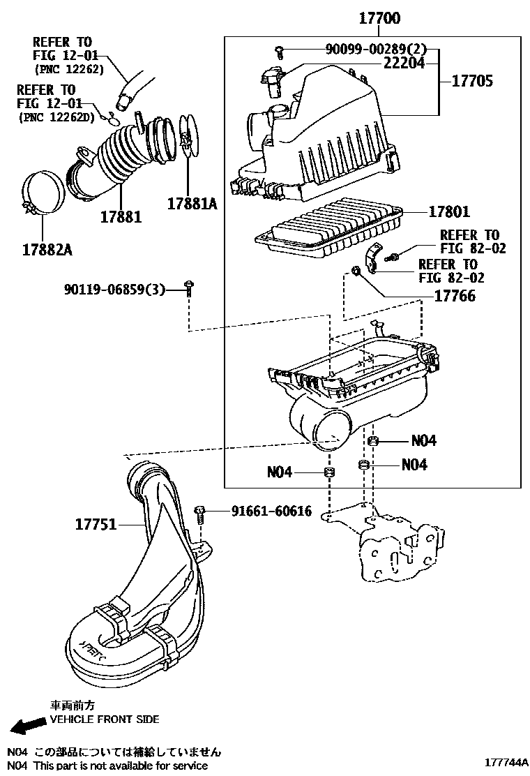 Toyota COROLLA Air Cleaner EPC diagram — 177744A