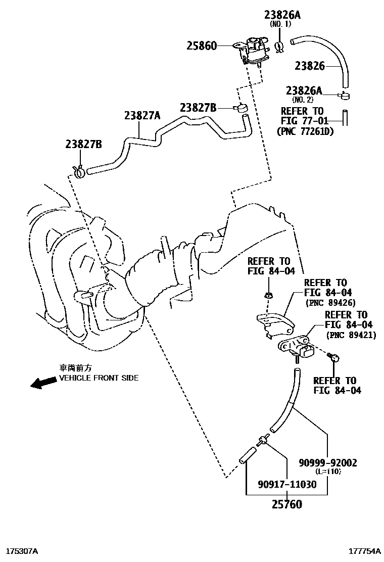 Toyota COROLLA vacuum tube EPC diagram — 177754A