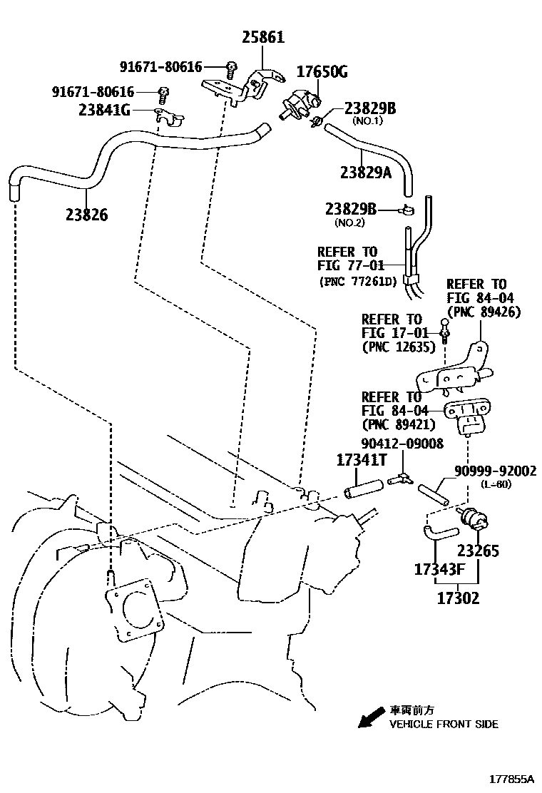 Toyota COROLLA vacuum tube EPC diagram — 177855A