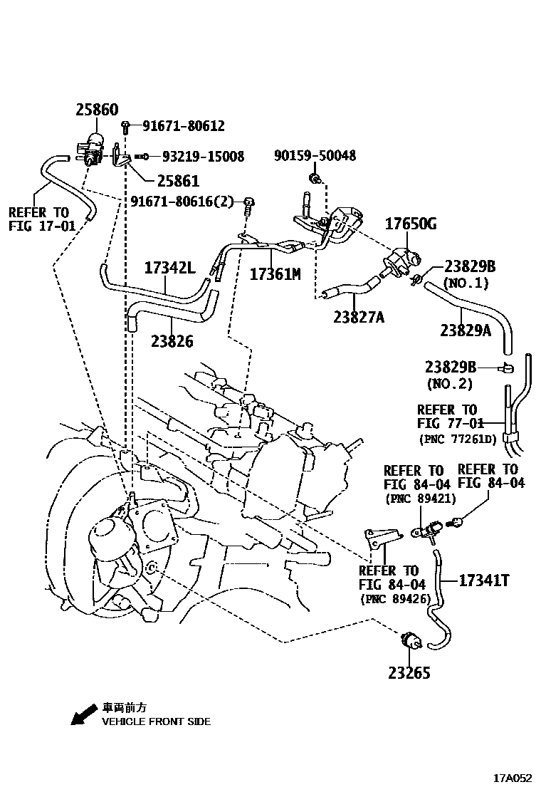 Toyota COROLLA vacuum tube EPC diagram — 17A052