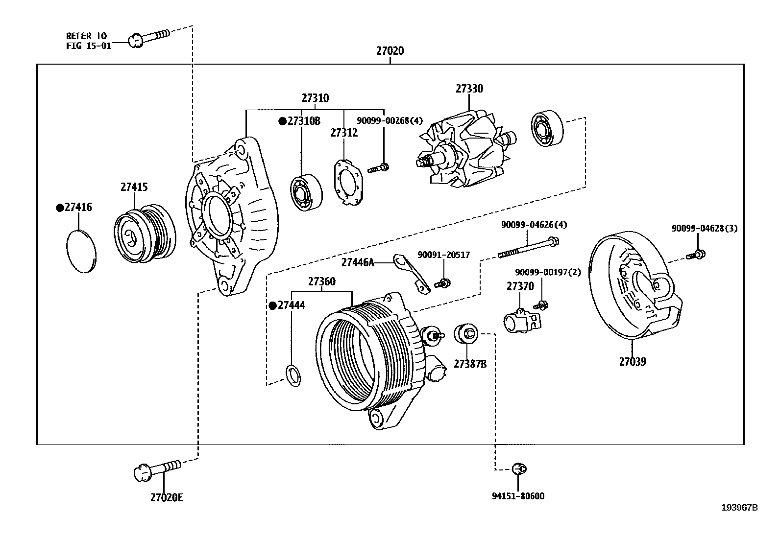 Toyota COROLLA Alternator EPC diagram — 193967B