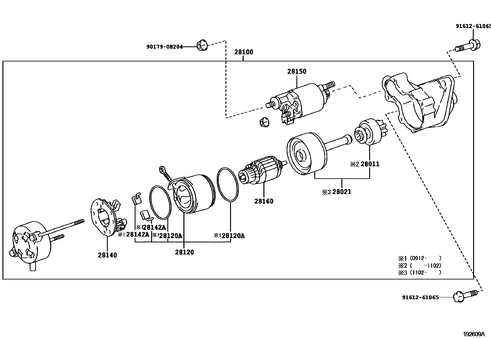 Toyota COROLLA 起动机 EPC diagram — 192609A