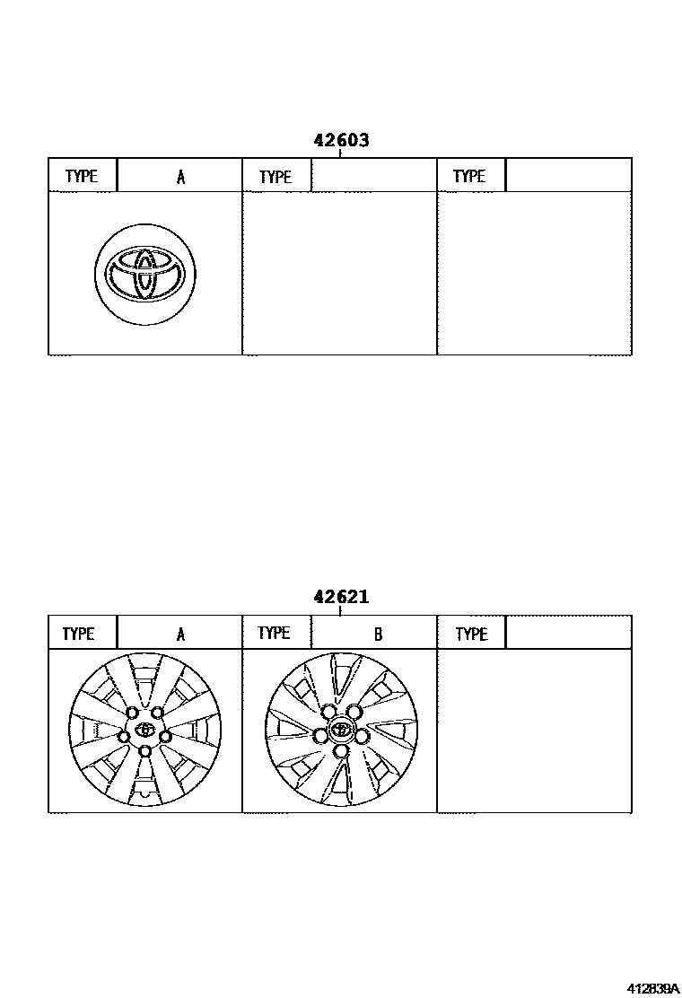 Toyota COROLLA 车轮和车轮盖 EPC diagram — 412839A