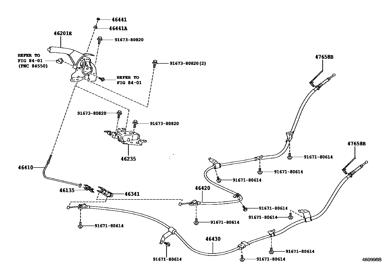Toyota COROLLA Parking Brake & Cable EPC diagram — 460998B