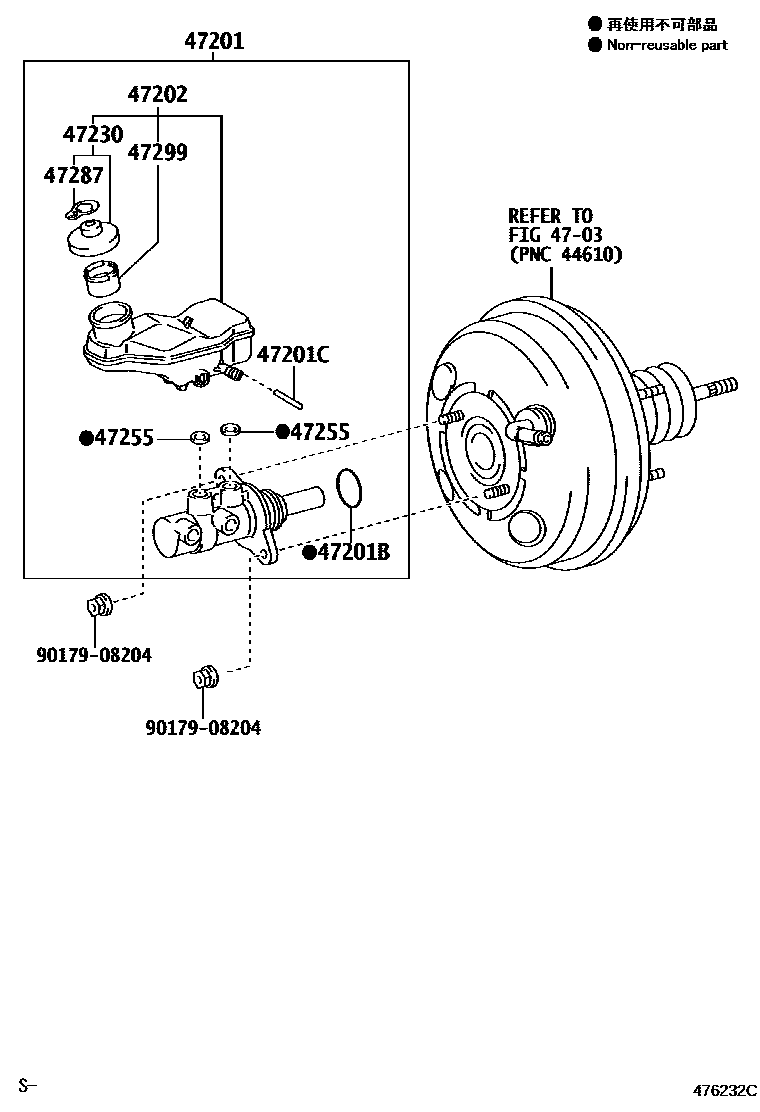 Toyota COROLLA 制动总泵 EPC diagram — 476232C